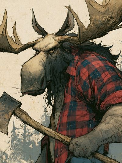 Lumberjack Moose Illustration Poster. poster