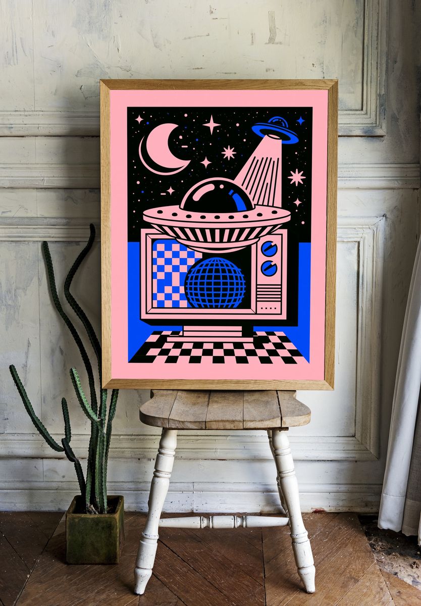 Retro Space TV Poster. room preview