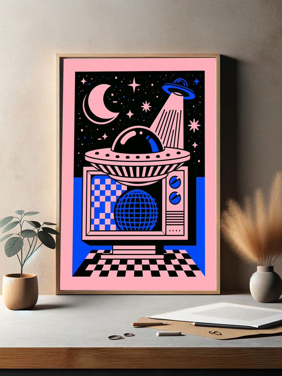 Retro Space TV Poster. — room view 2