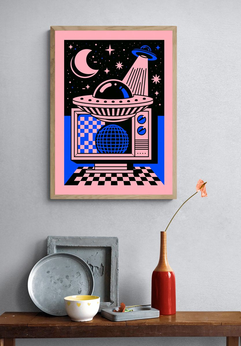 Retro Space TV Poster. — room view 3