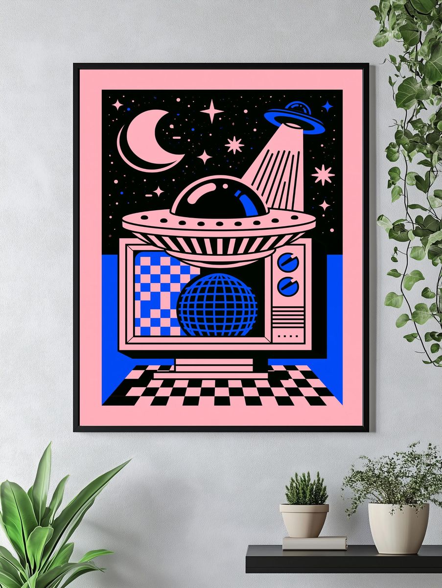 Retro Space TV Poster. — room view 4
