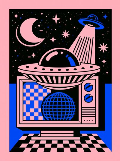 Retro Space TV Poster. poster