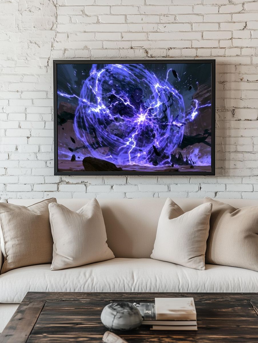 Electric Energy Sphere Illustration Poster. room preview
