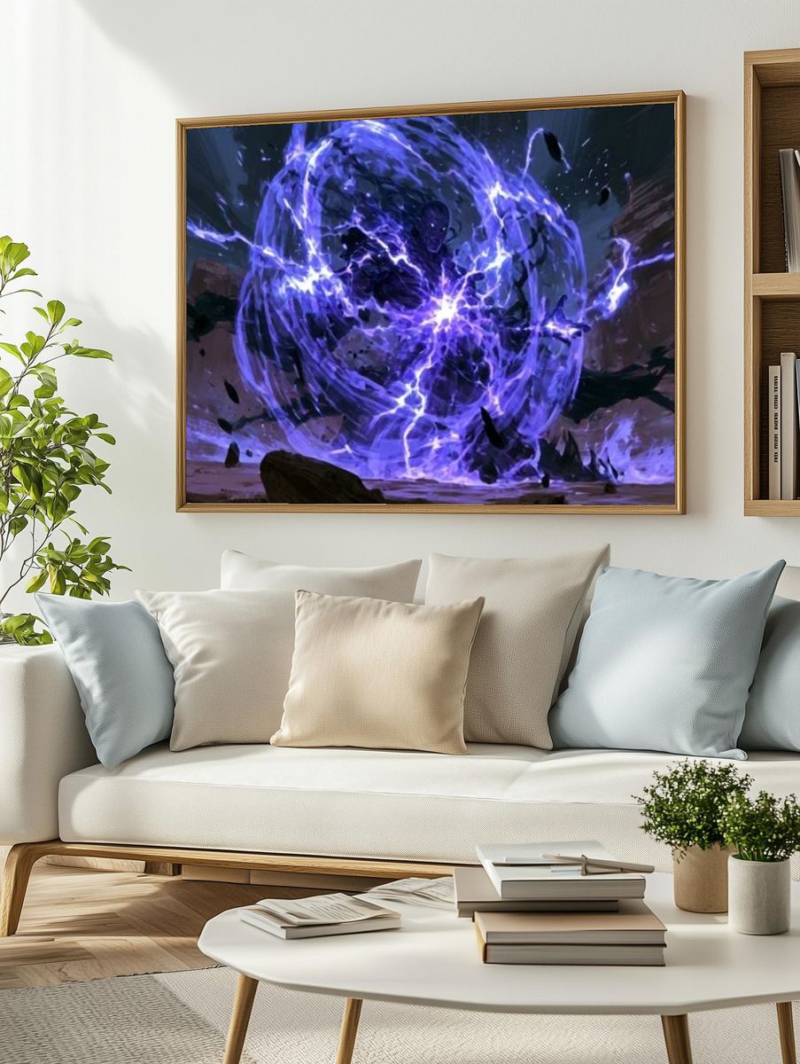 Electric Energy Sphere Illustration Poster. — room view 2