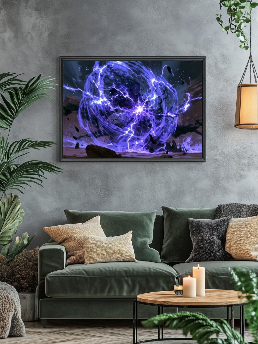 Electric Energy Sphere Illustration Poster. — room view 4