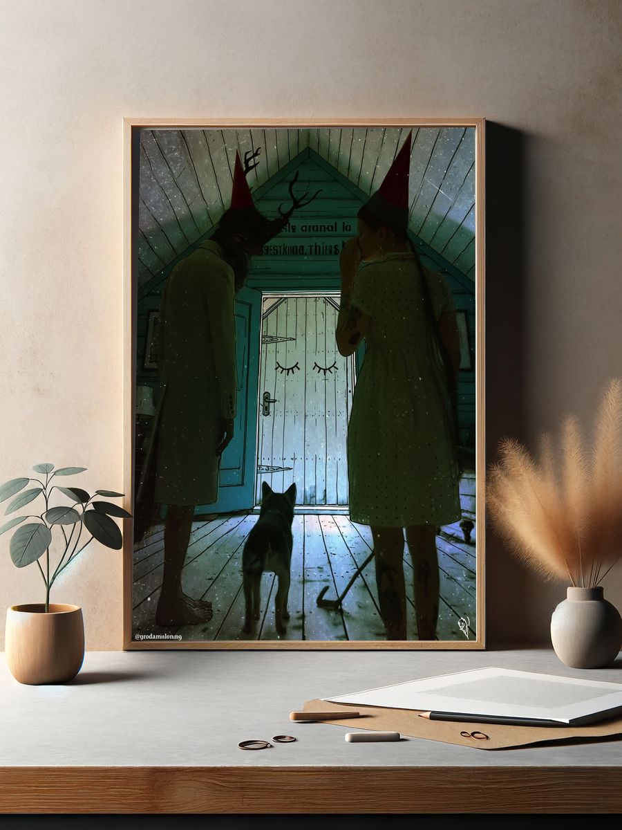 Pink Desert Dreamscape Illustration Poster. — room view 2