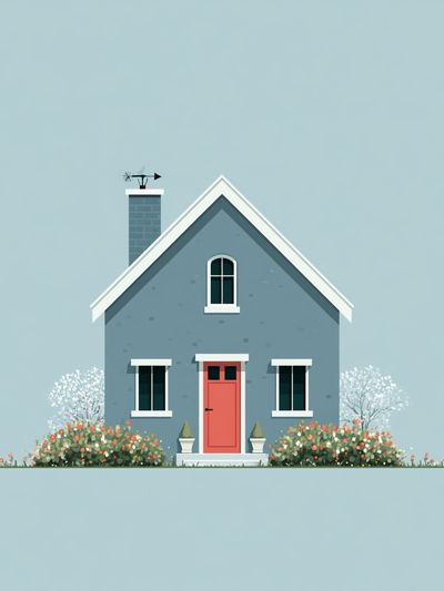 Blue Cottage Illustration Poster. poster