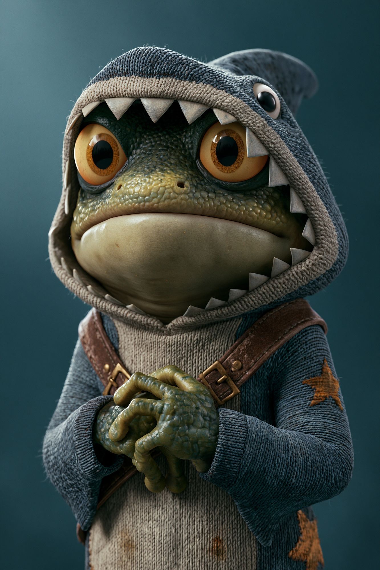 Knitted Frog Character Illustration Poster. poster — illustration art