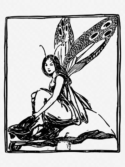 Fairy drawing, fantasy vintage illustration. poster print