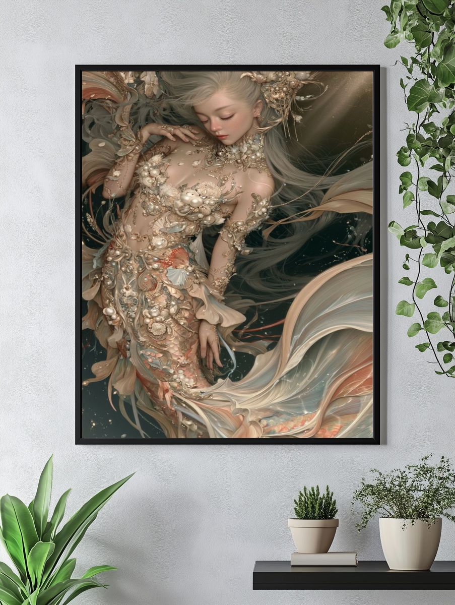 Dreamy Mermaid Portrait Print. — room view 4
