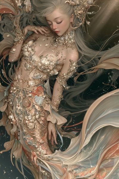 Dreamy Mermaid Portrait Print.