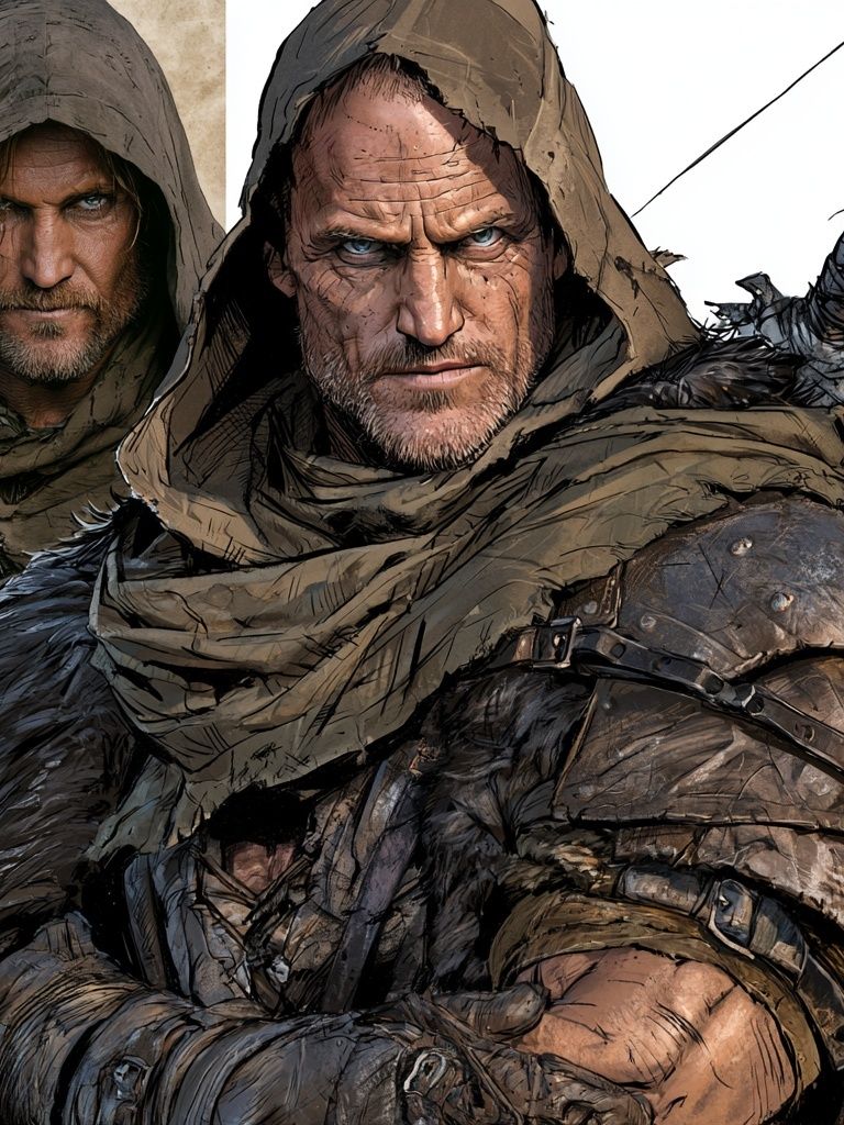Hooded Warrior Portrait Print. poster detail