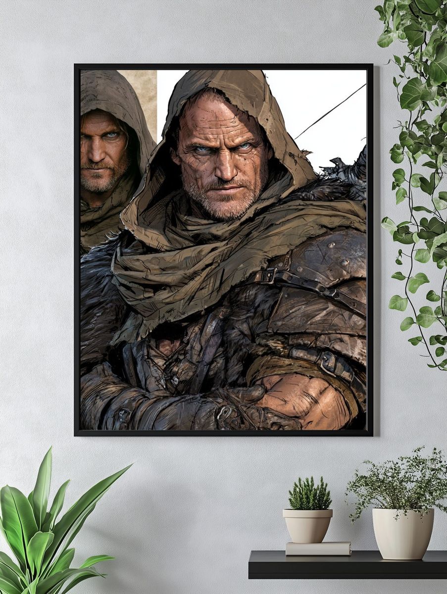 Hooded Warrior Portrait Print. — room view 4