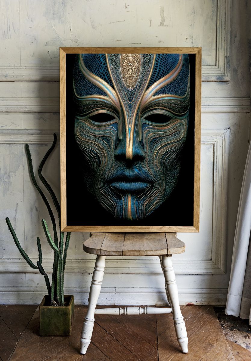 Mystic Mask Digital Art Poster. room preview