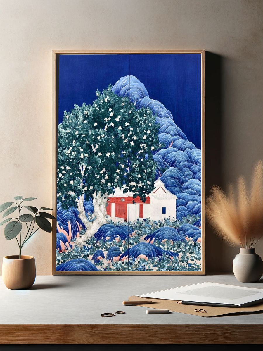 Blue Mountain Village Illustration Poster. — room view 2