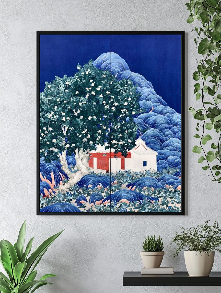 Blue Mountain Village Illustration Poster. — room view 4