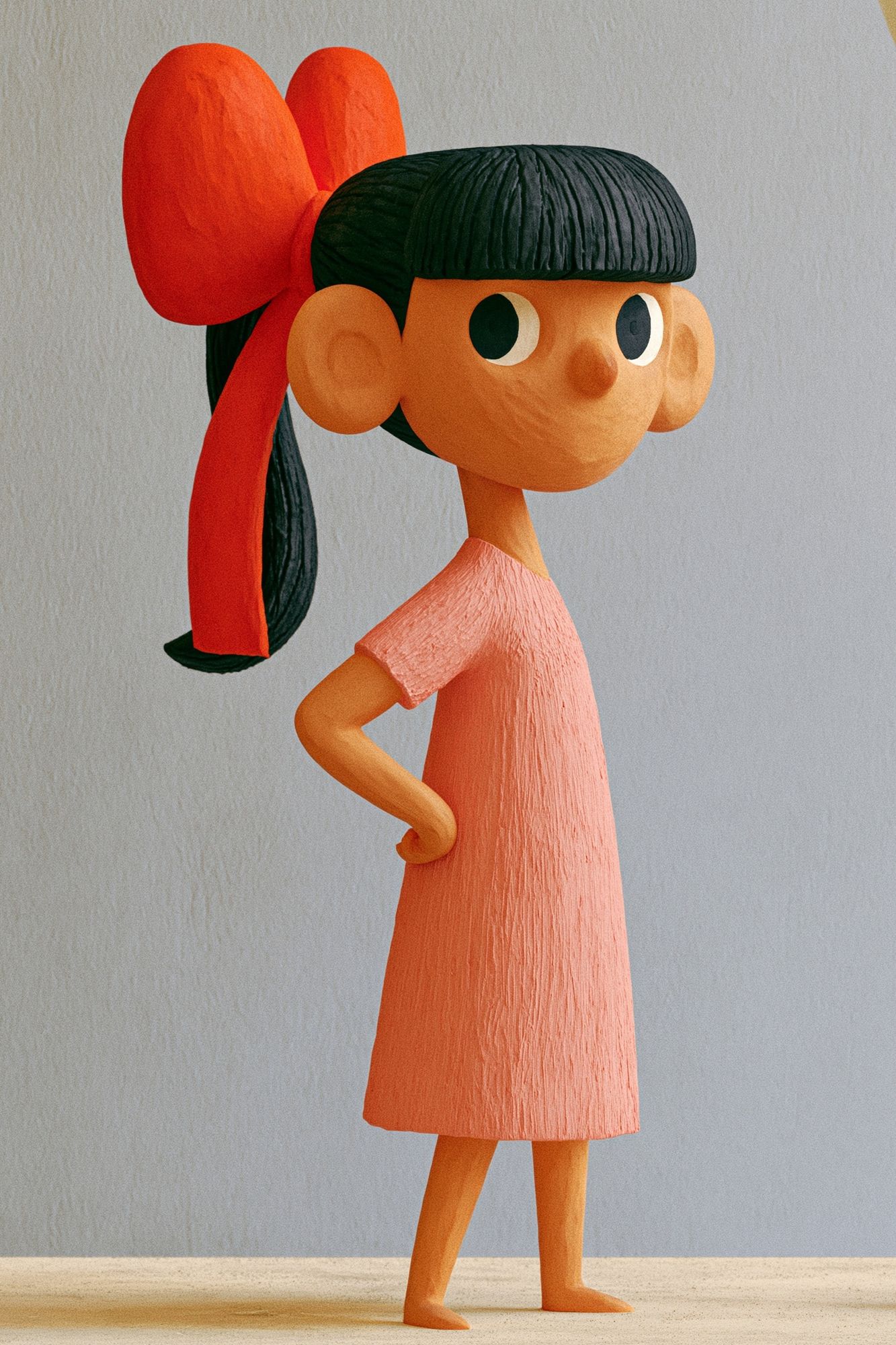Girl with Red Bow Illustration Poster. poster detail