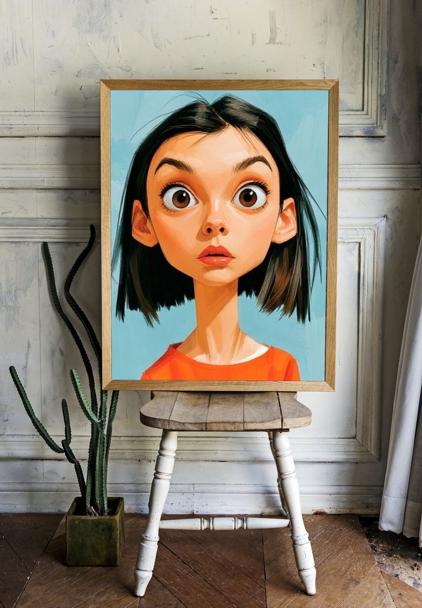Wide-Eyed Girl Portrait Poster. room preview
