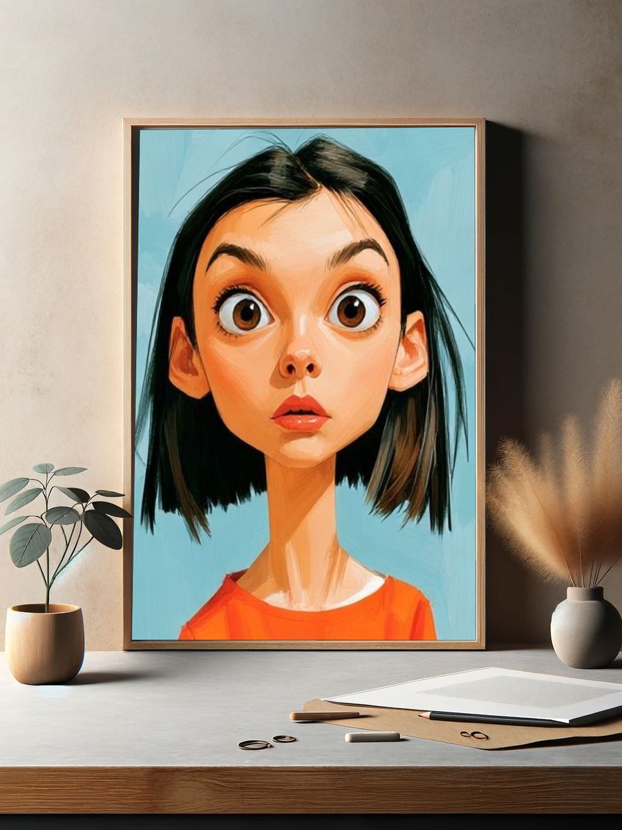 Wide-Eyed Girl Portrait Poster. — room view 2