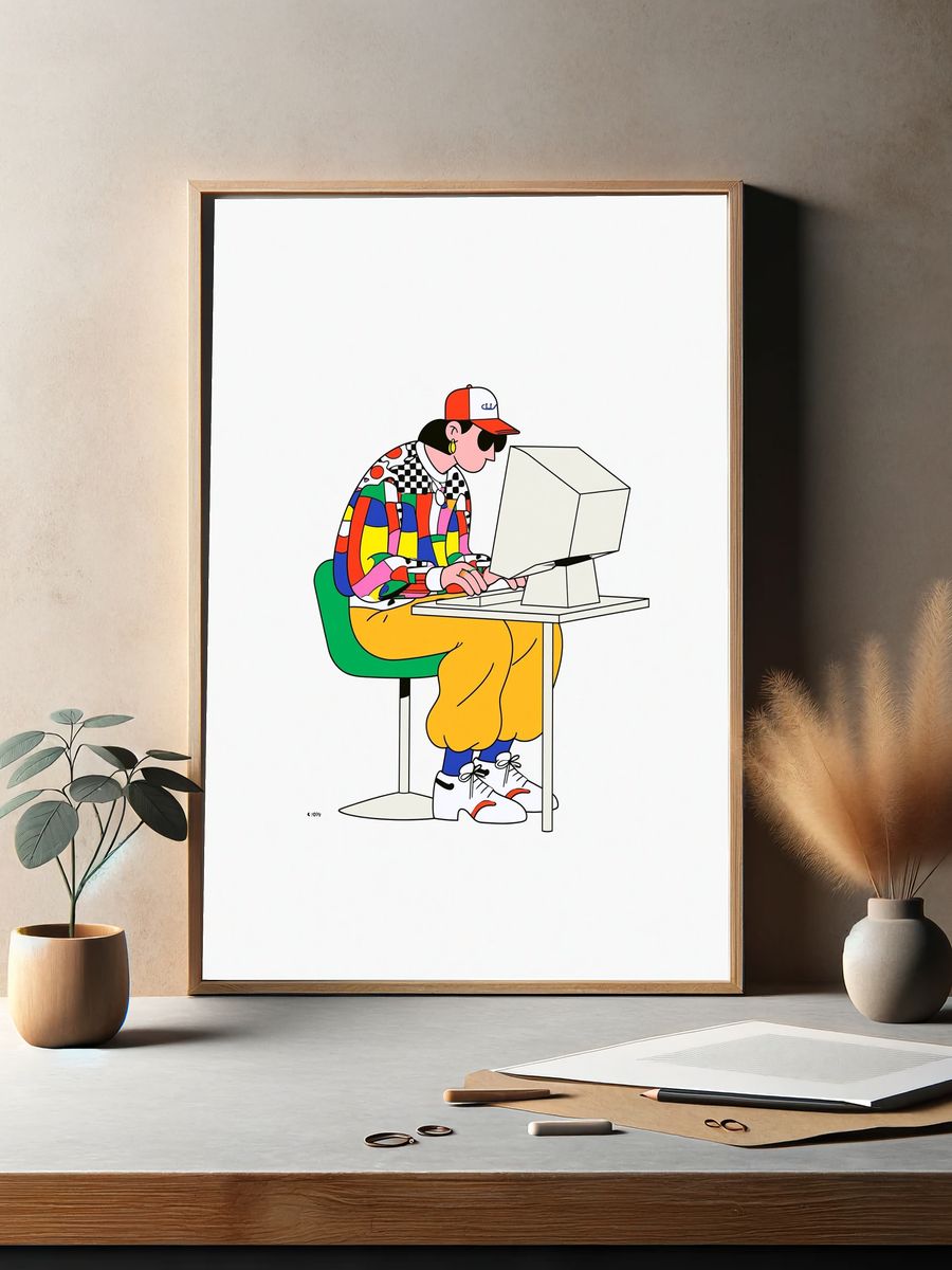Retro Gamer Illustration Poster. — room view 2