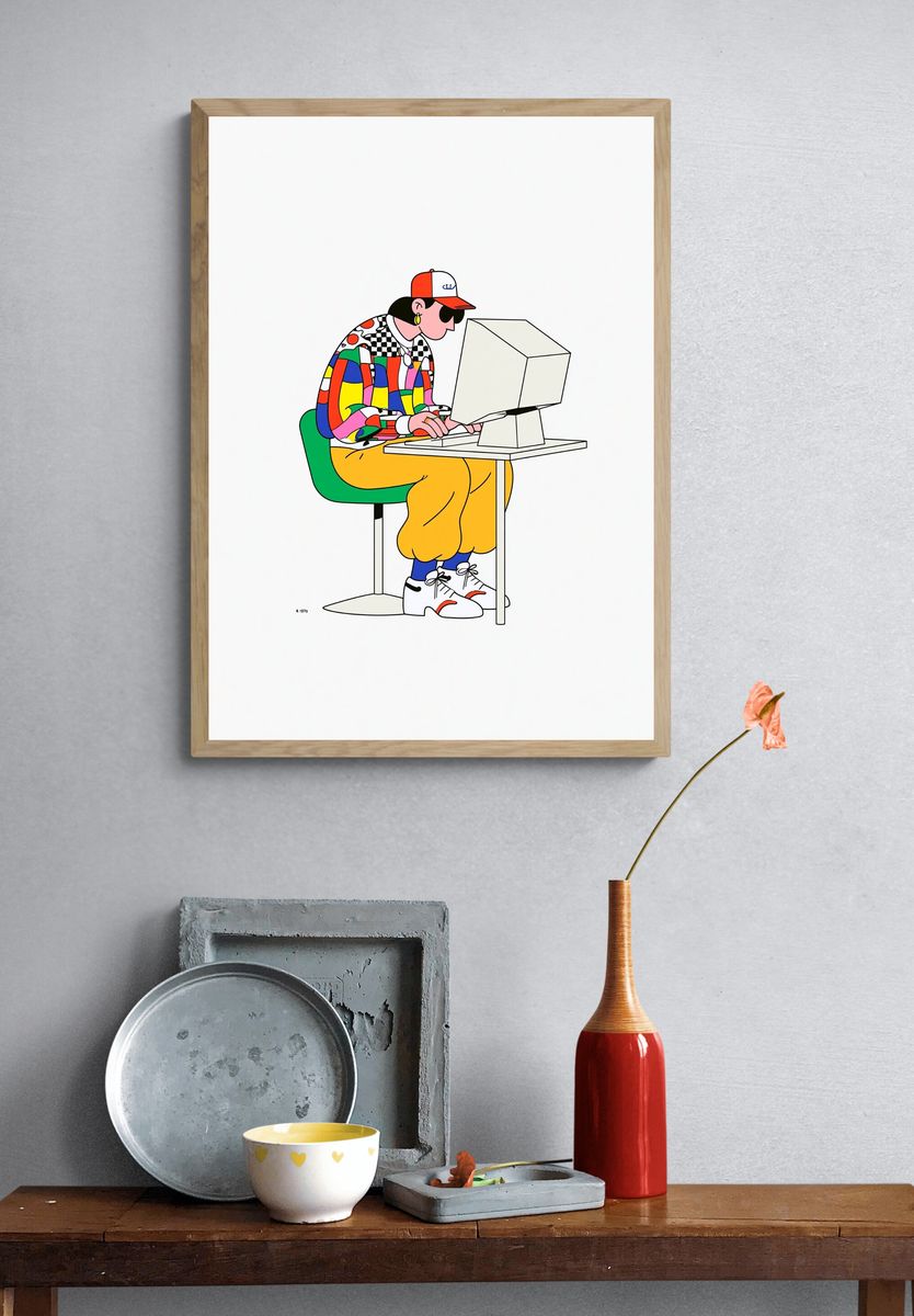 Retro Gamer Illustration Poster. — room view 3