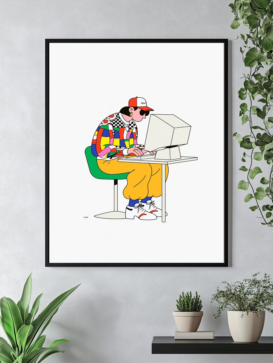 Retro Gamer Illustration Poster. — room view 4