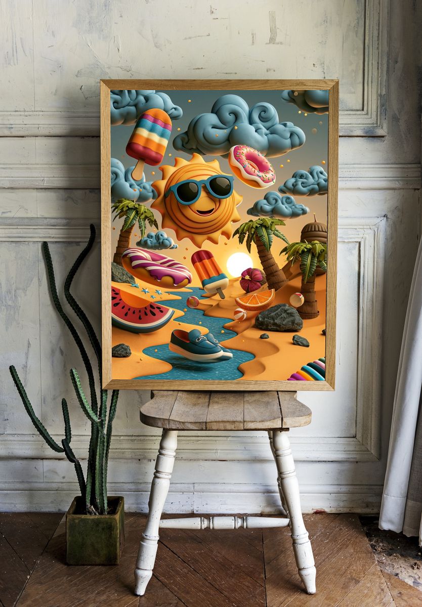 Summer Dreamscape Illustration Poster. — room view 1