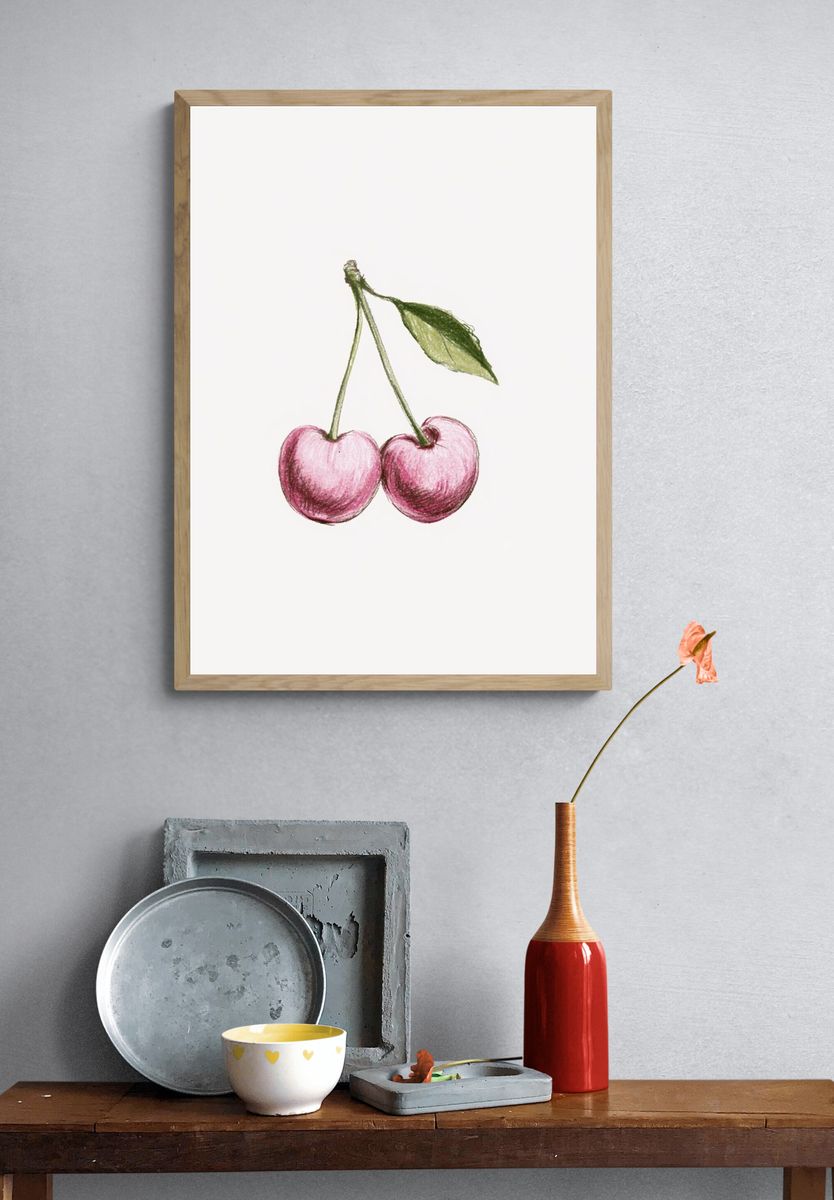Cherry Sketch Illustration Poster. — room view 3