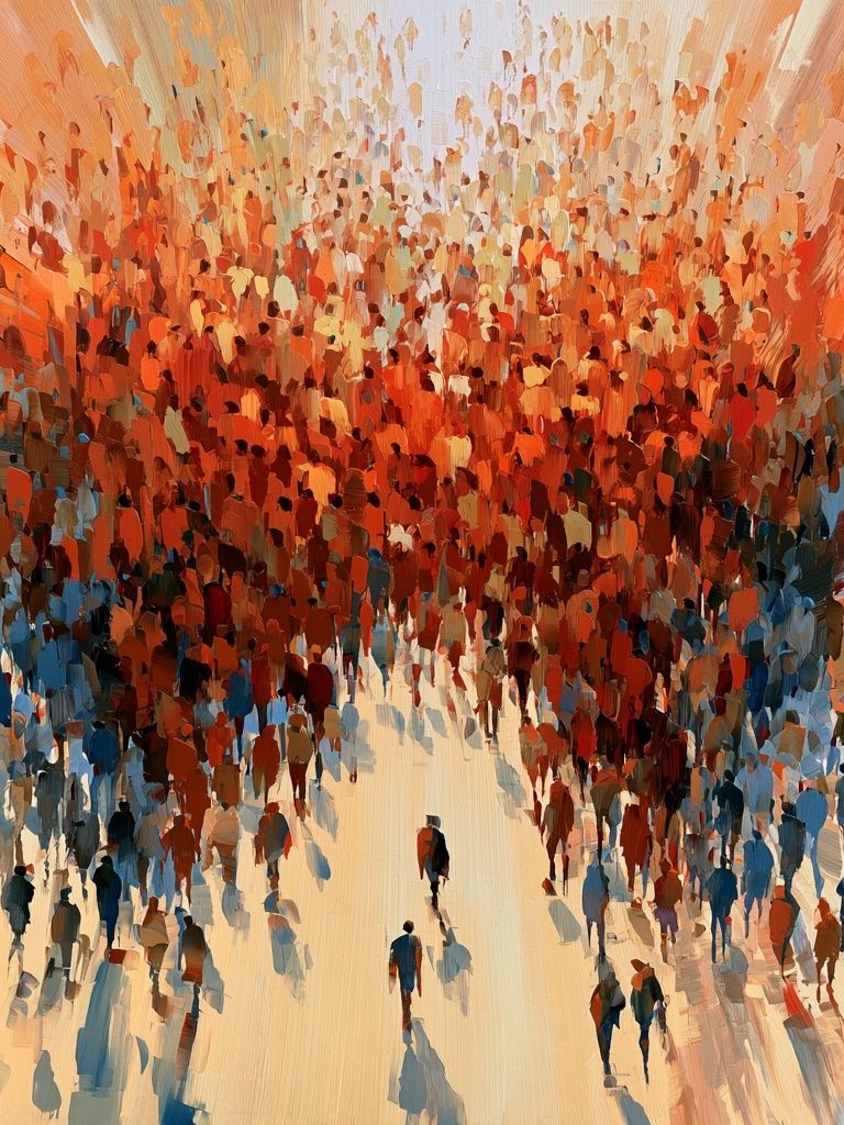 Abstract Crowd Energy Illustration Poster. poster — illustration art
