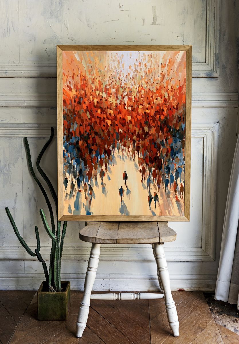 Abstract Crowd Energy Illustration Poster. — room view 1