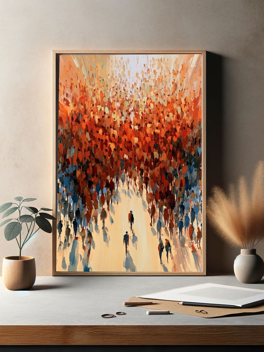 Abstract Crowd Energy Illustration Poster. — room view 2