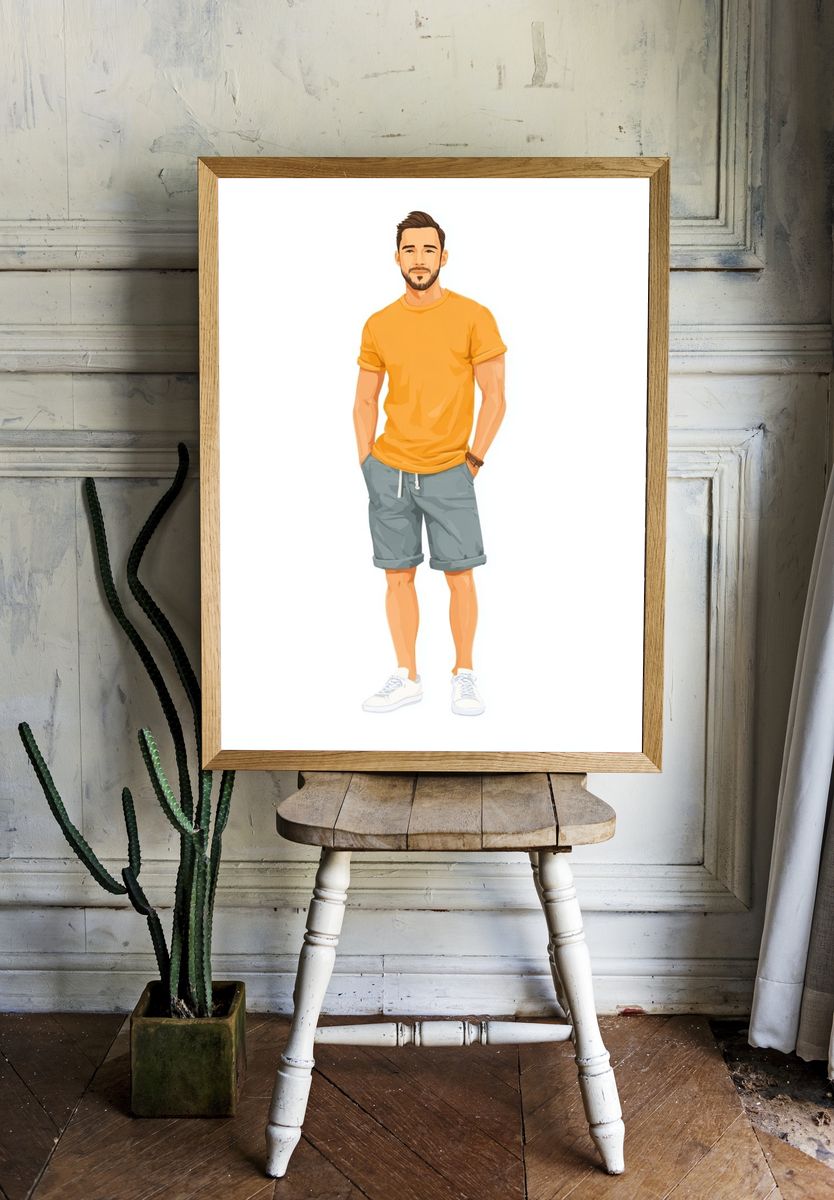 Casual Man Illustration Poster. room preview