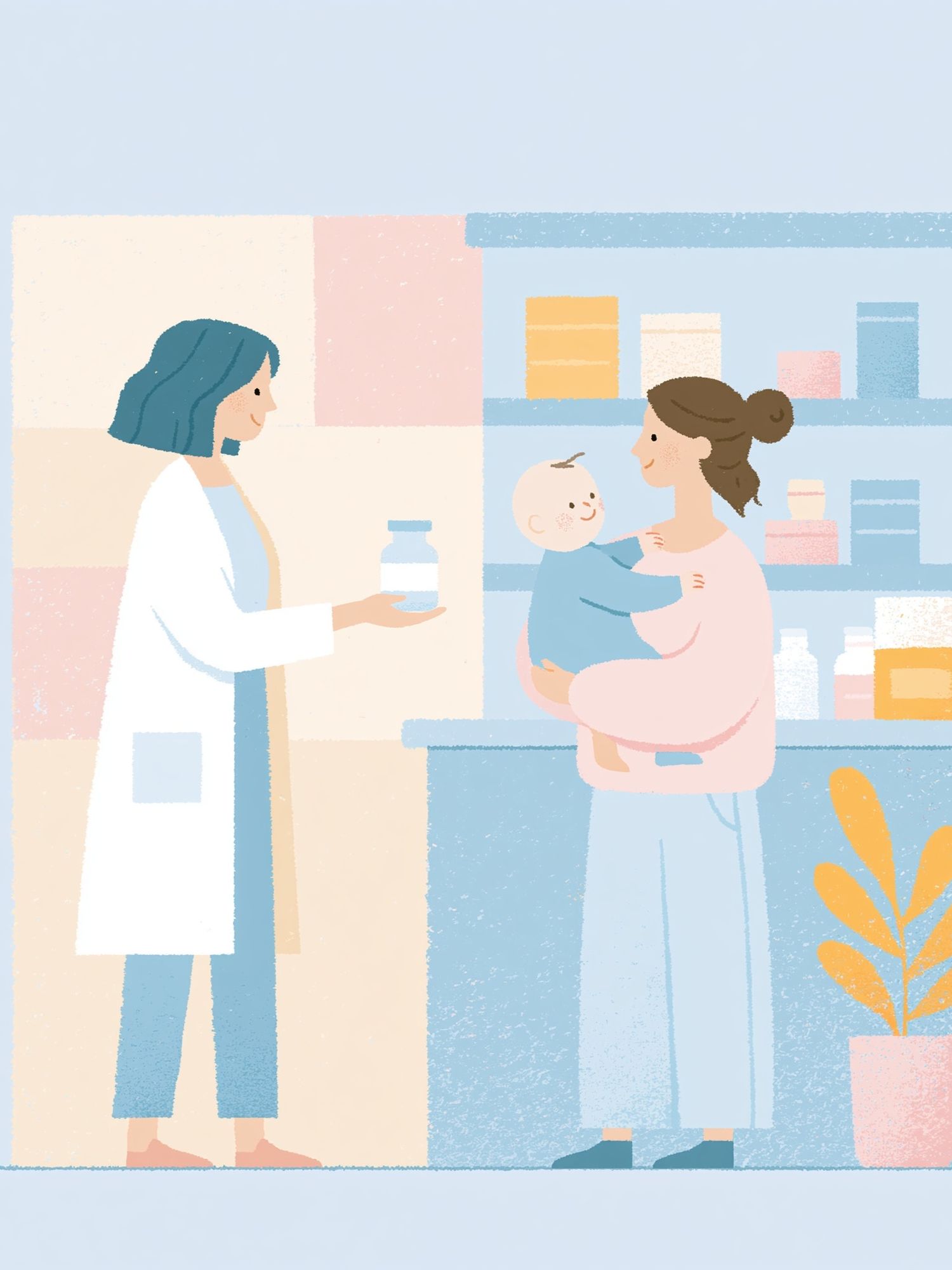 Mother and Child Pharmacy Illustration Poster. poster detail