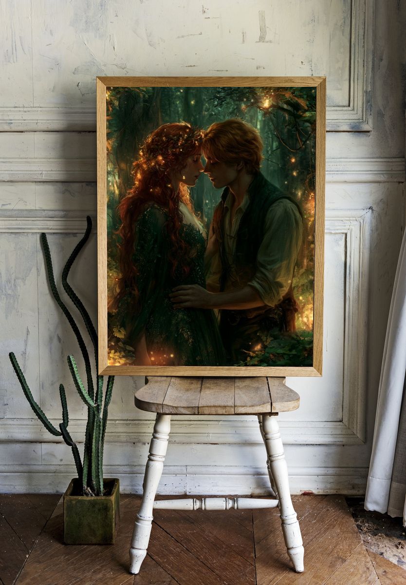 Enchanted Forest Lovers Illustration Poster. — room view 1