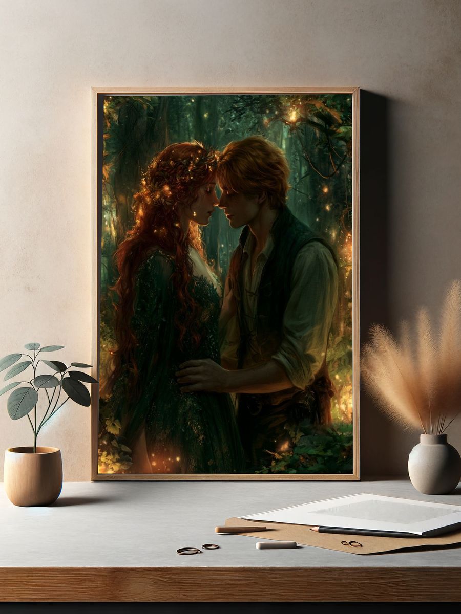 Enchanted Forest Lovers Illustration Poster. — room view 2