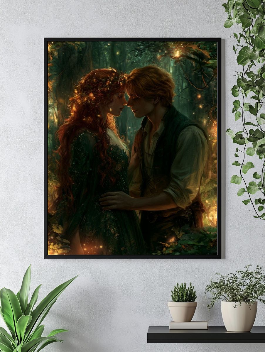 Enchanted Forest Lovers Illustration Poster. — room view 4