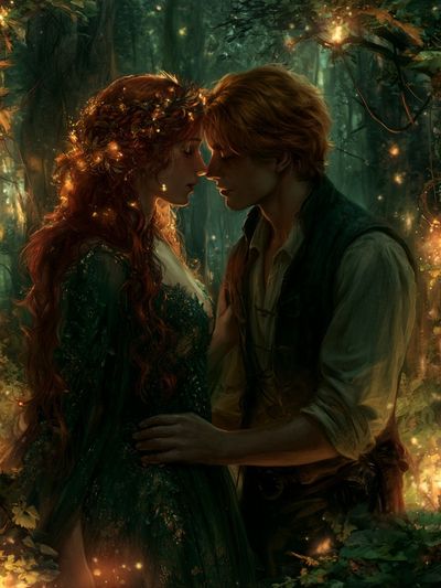 Enchanted Forest Lovers Illustration Poster. poster