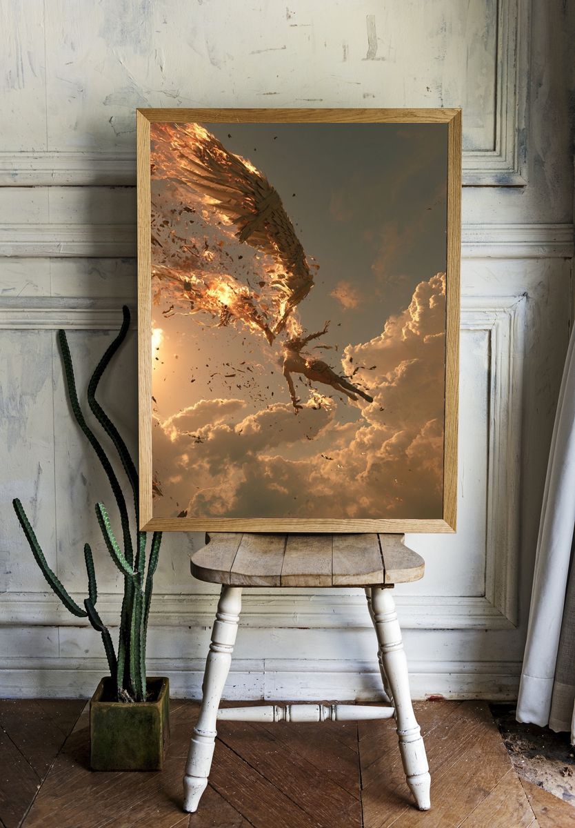 Falling Angel Surrealism Print. — room view 1