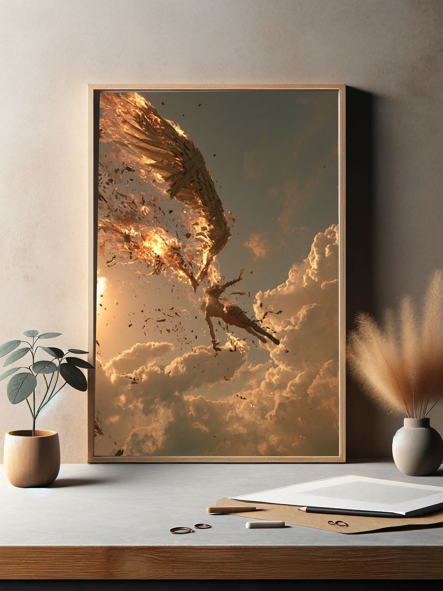 Falling Angel Surrealism Print. — room view 2