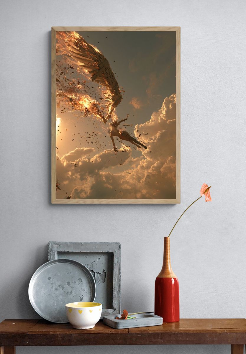 Falling Angel Surrealism Print. — room view 3