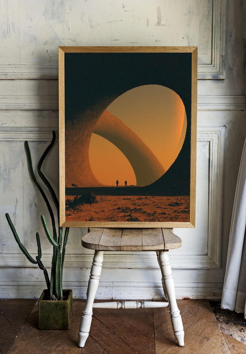 Desert Archscape Illustration Print. room preview