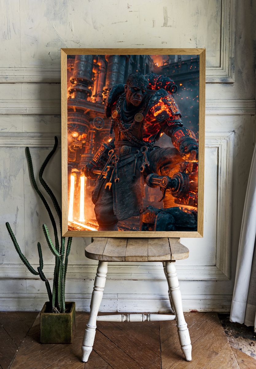 Molten Forge Warrior Sci-Fi Print. — room view 1