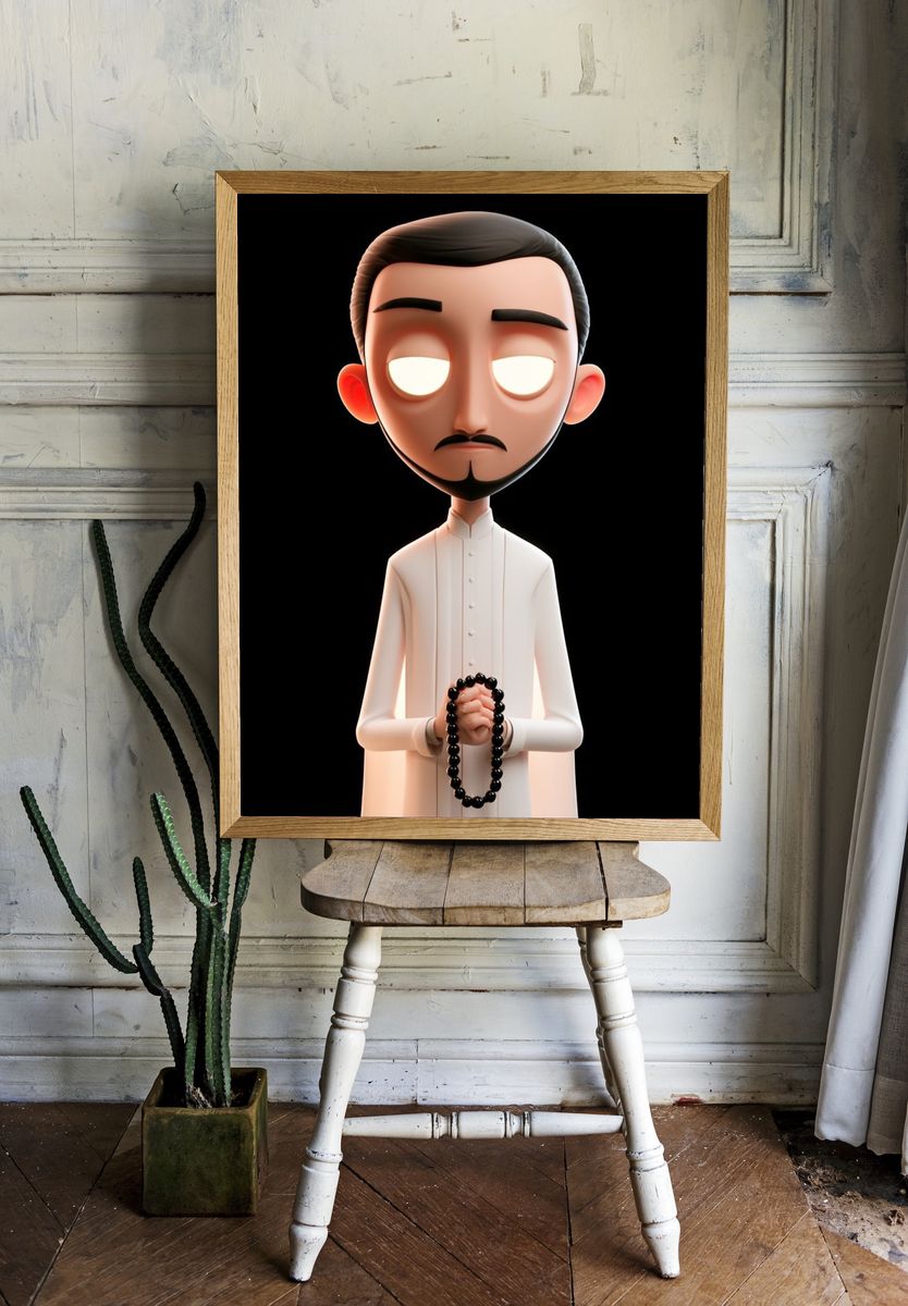 Meditative 3D Character Illustration Poster. room preview