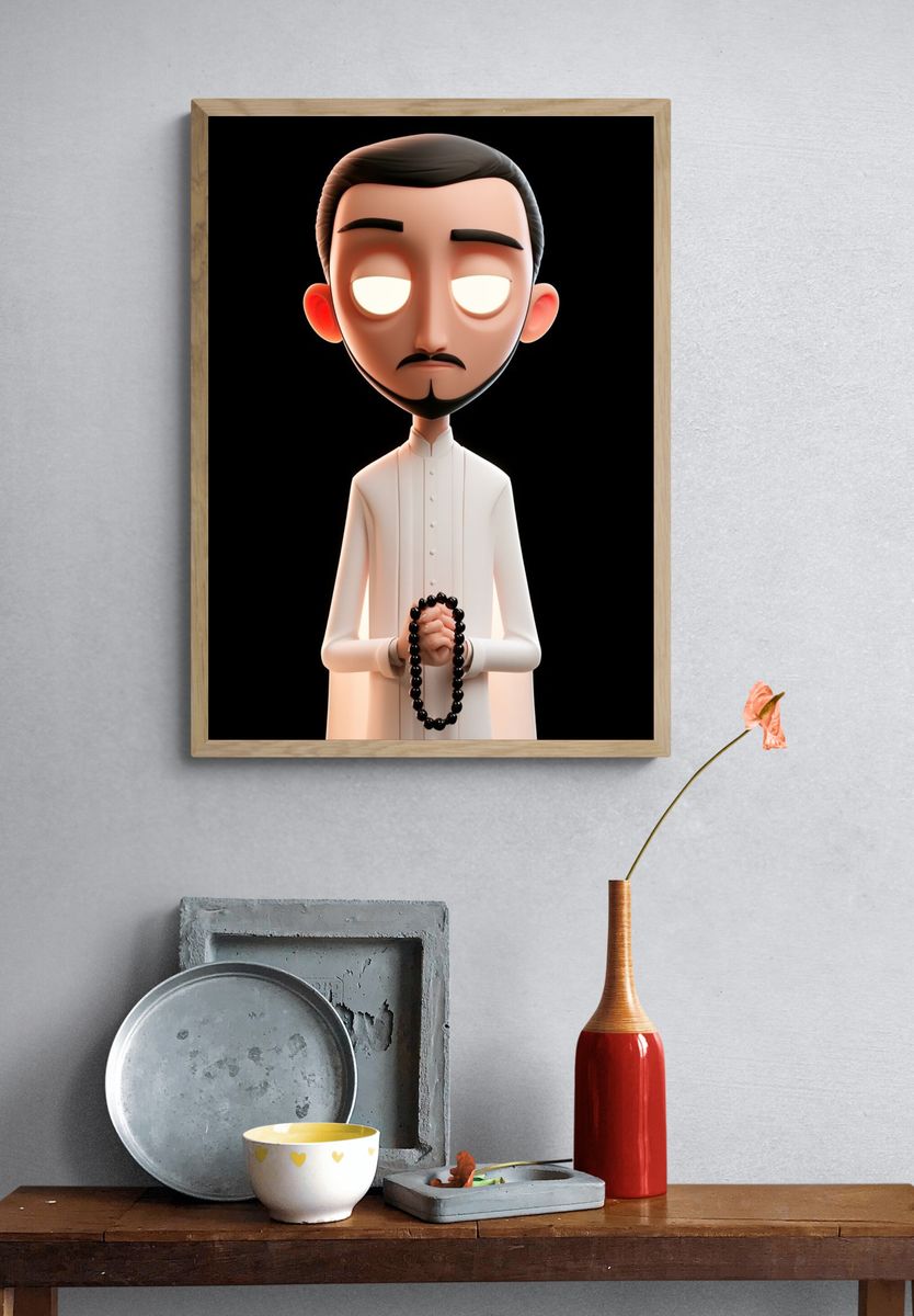 Meditative 3D Character Illustration Poster. — room view 3