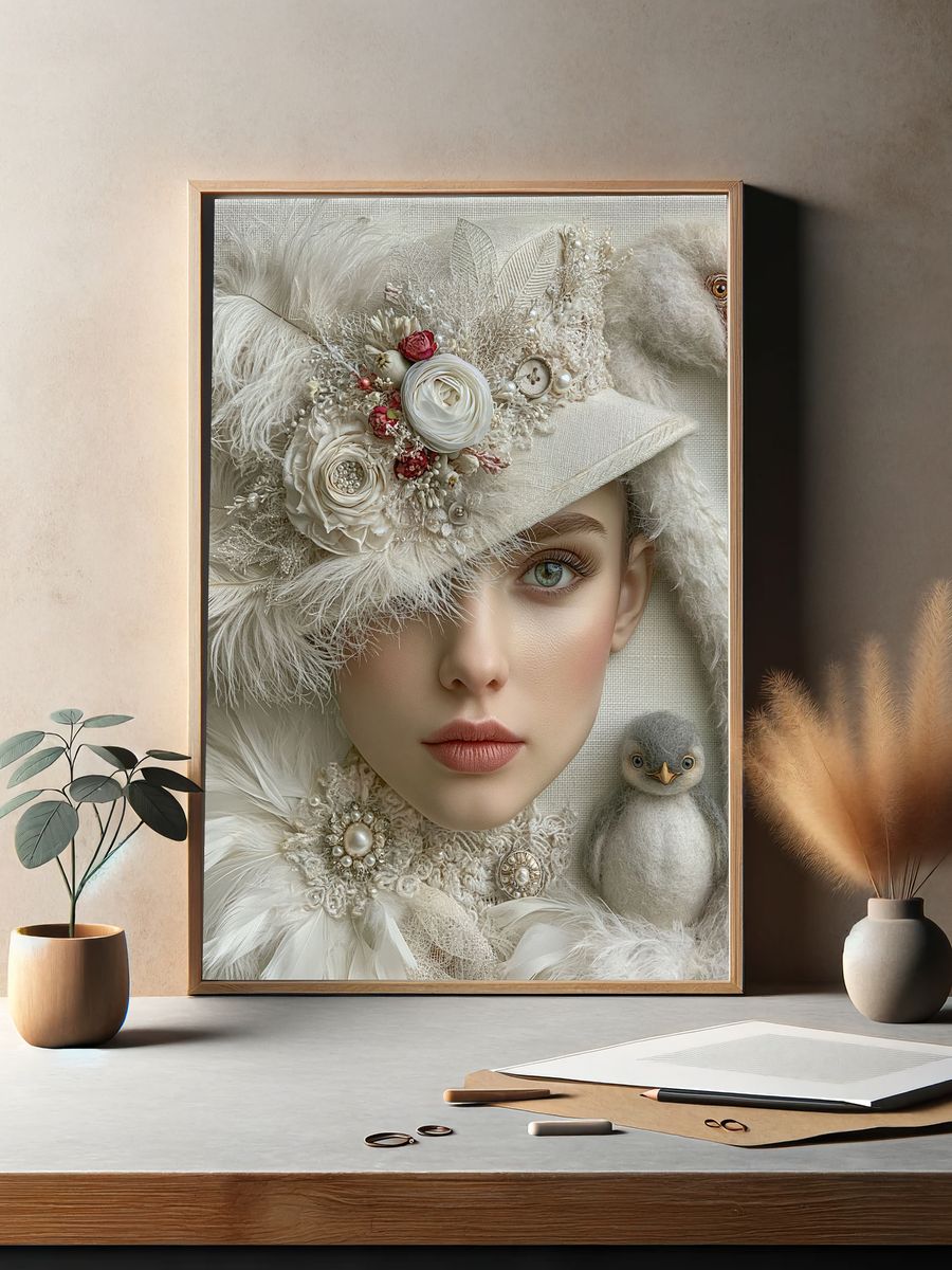 Surreal Bird Portrait Print. — room view 2