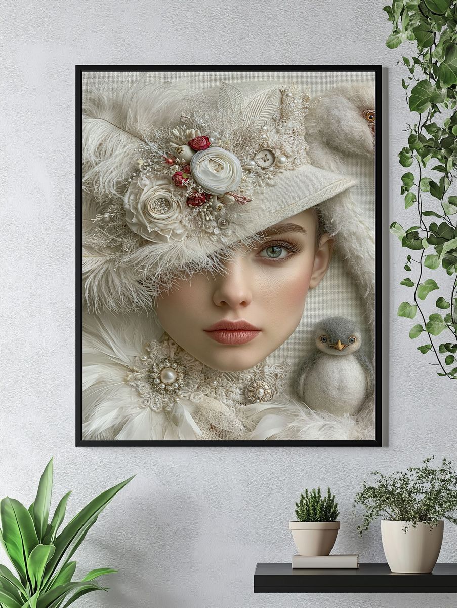Surreal Bird Portrait Print. — room view 4