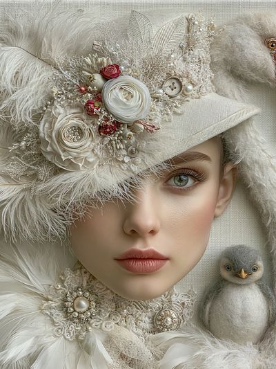 Surreal Bird Portrait Print. poster