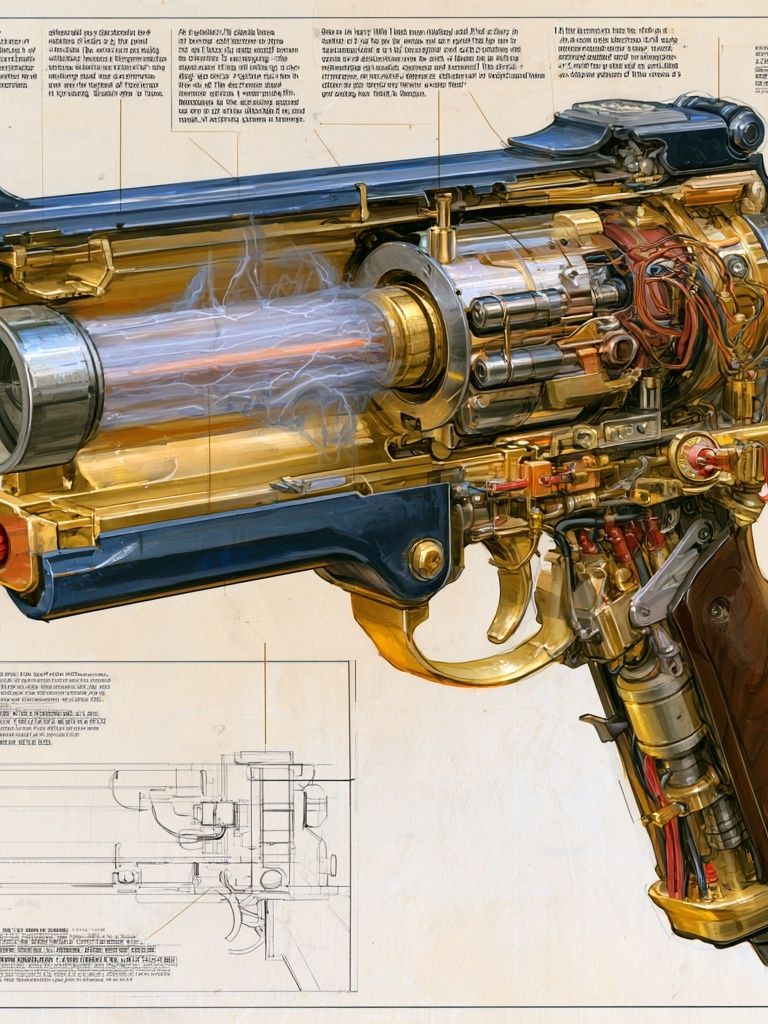 Steampunk Ray Gun Illustration Poster. poster — illustration art