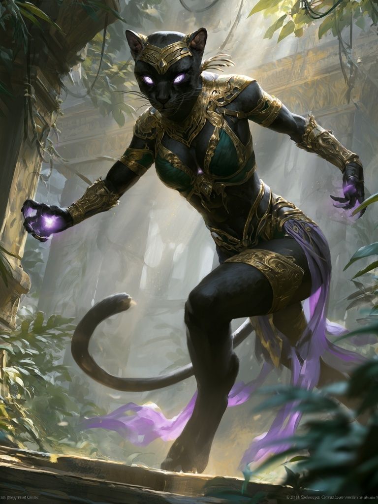 Mystic Panther Warrior Illustration Poster. poster detail