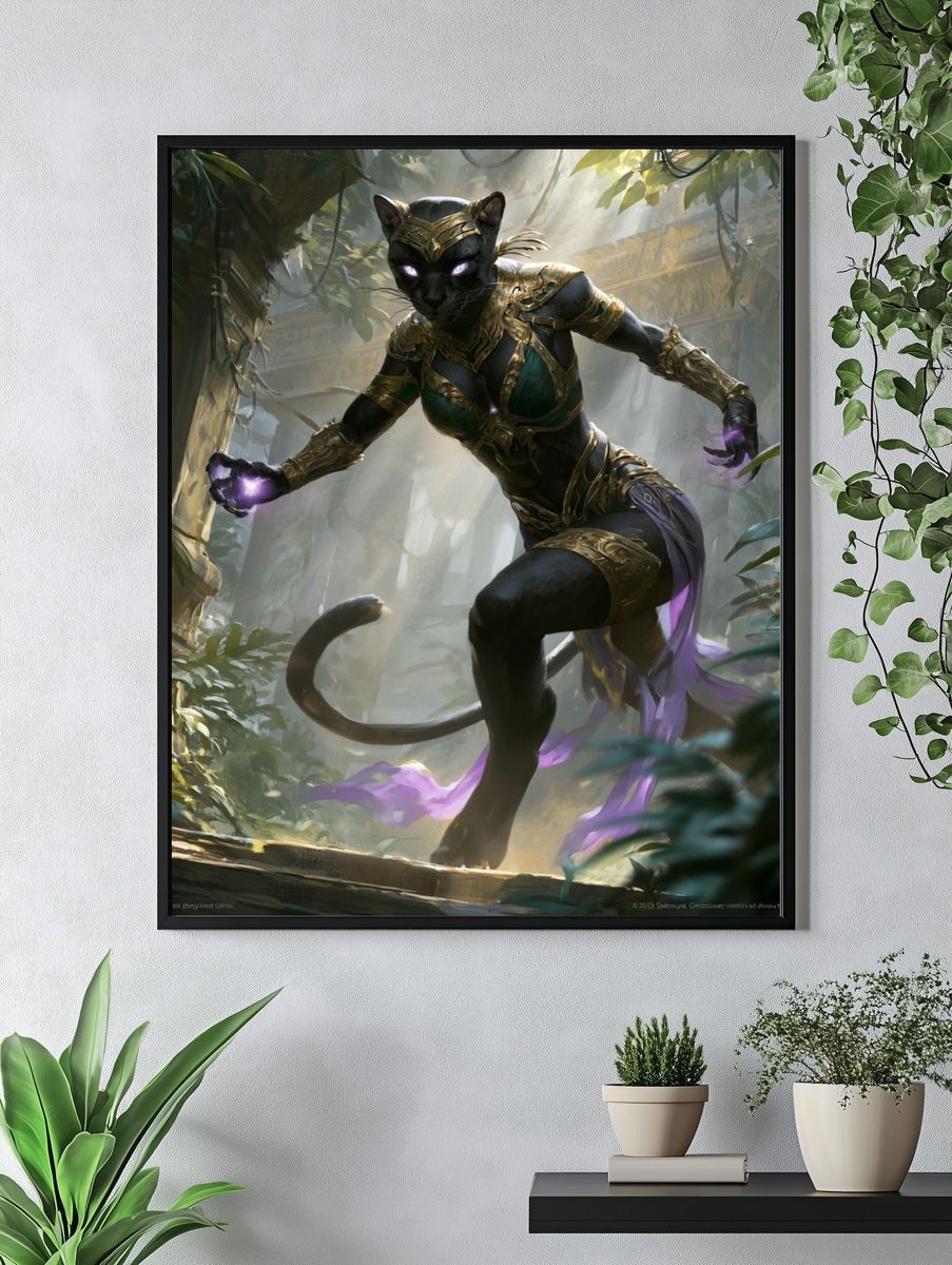 Mystic Panther Warrior Illustration Poster. — room view 4